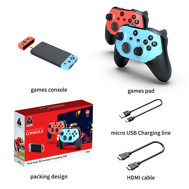 The full bundle: stick, controllers, cables and manual